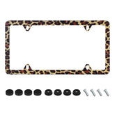 UNINDREM brown leopard license plate frame front view for bold style