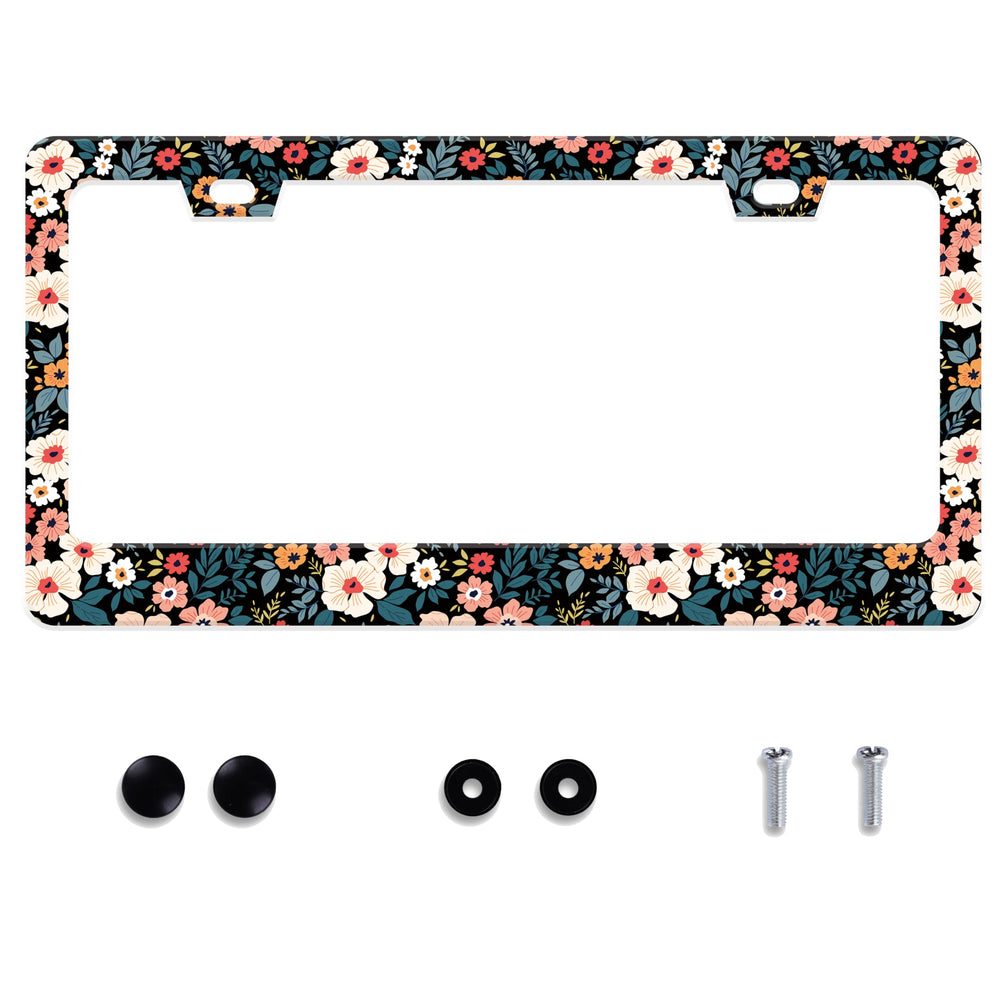 UNINDREM Folk Floral Frame front view with vibrant color protecting the plate area.
