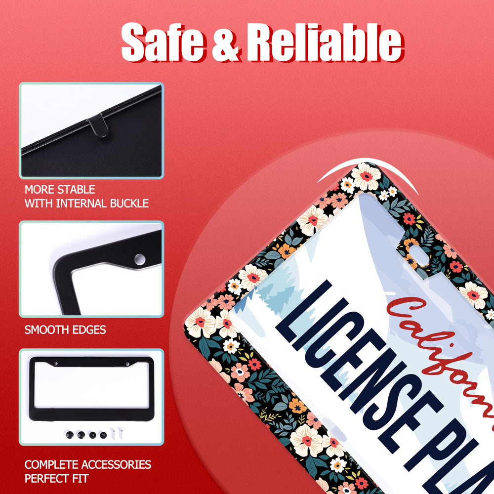 UNINDREM License plate frame installation kit for quick, tool-free mounting.