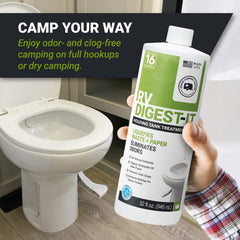 Unique RV Digest-It shown as septic-safe option for various setups