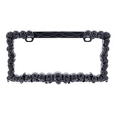 United Pacific black skull license plate frame front view, showcasing durable zinc-die cast construction