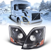 Unitedlu VNL headlight left with black housing for Volvo VNL 670/780