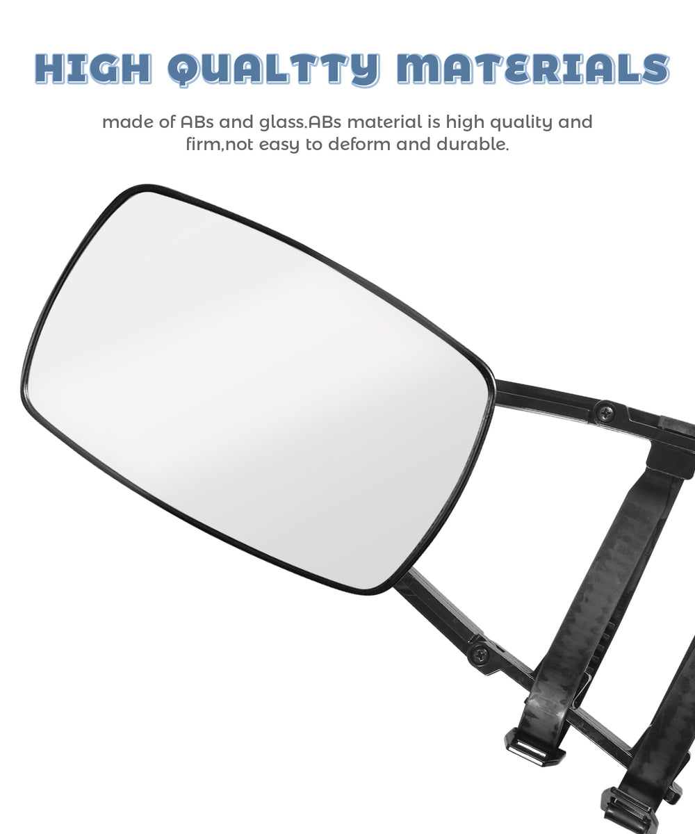 UNLRAE tow mirror extenders strap installation shows quick, tool-free setup.