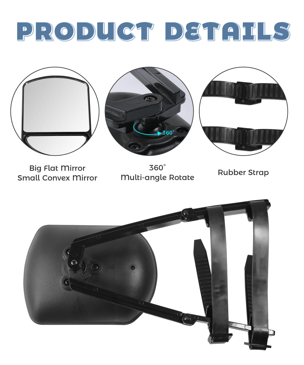 UNLRAE towing mirrors are easy to install with adjustable strap