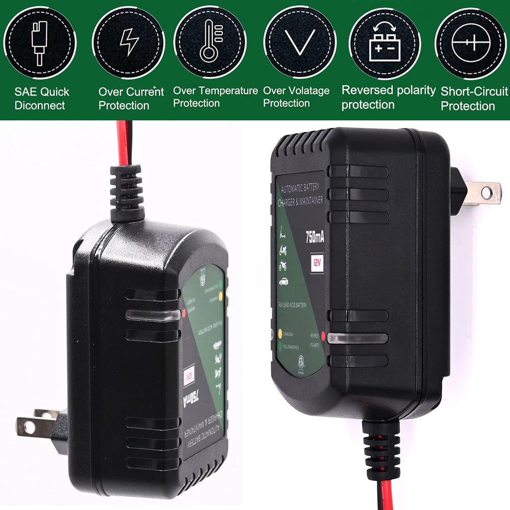 Unocho 12V charger LED indicator explains charging, standby and fault status at a glance.
