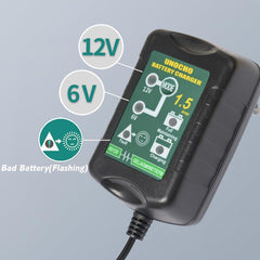 Unocho battery charger protects against reverse polarity and short circuits.