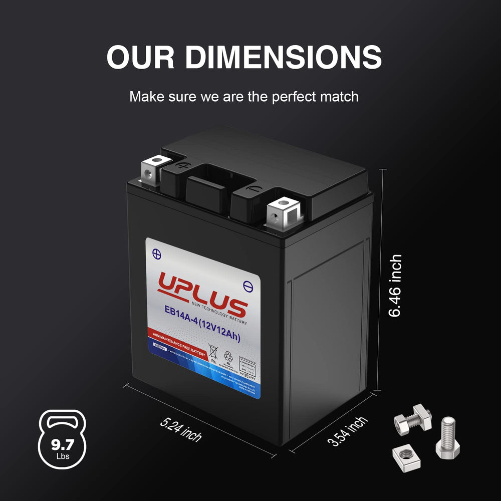UPLUS YTX14AH-BS mounted on motorcycle for reliable starts