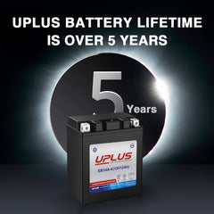 UPLUS YTX14AH-BS side profile highlights maintenance-free AGM design