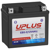 UPLUS YTX5L-BS battery case close-up showing compact AGM design for easy handling