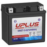 UPLUS YZT7S battery front view, compact for easy mounting on motorcycles.