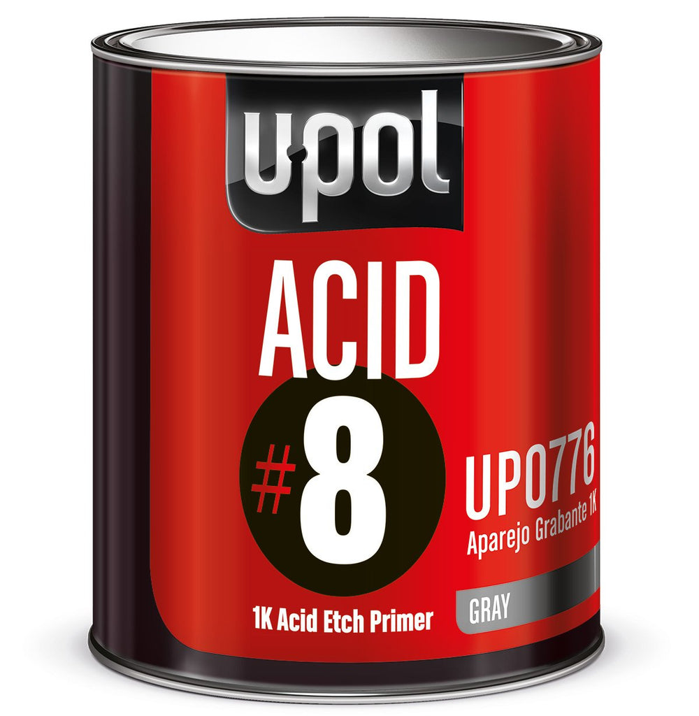 Upol Acid #8 etch primer aerosol spray enhances adhesion on bare metal and resists rust