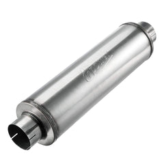 Upower diesel muffler with 4-inch inlet and outlet, showcasing balanced 30-inch length for durable flow