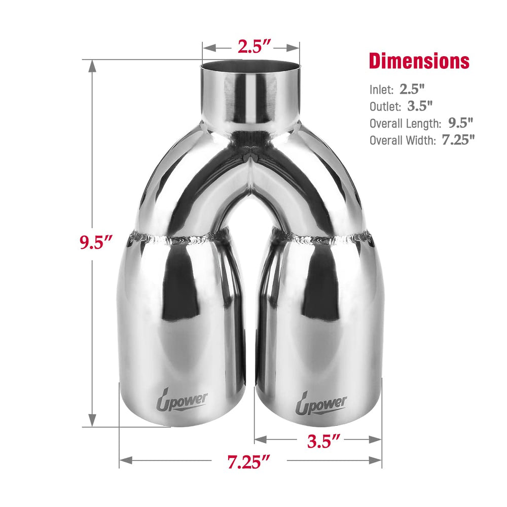 Upower tailpipe with dual 3.5in outlets for improved exhaust flow