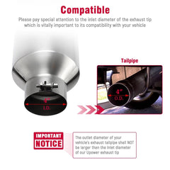 Upower bolt-on exhaust tip at 45-degree cut for clean, easy installation