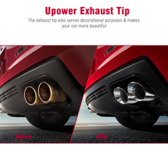 Upower pack of two stainless tips for paired exhaust upgrades.