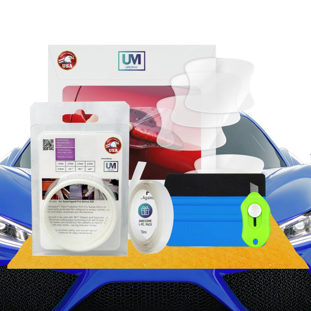 Upromax professional-grade urethane film on the door edge demonstrates durability and protection.