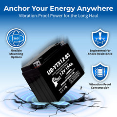 UpStart Battery YTX12-BS widely compatible with multiple bike models.