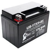 UpStart Battery YTX9-BS replacement, ready to install for motorcycle use, with maintenance-free performance