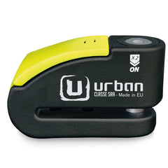 Urban 999 front view disc lock with alarm, showing security design.