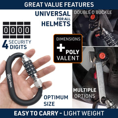 T Buckle extension secures helmets, bikes, and luggage with versatile fit.
