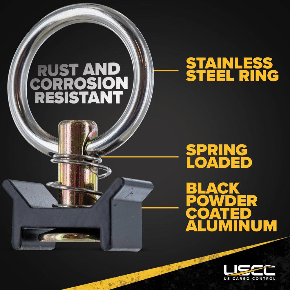 360-degree ring rotation enabling adaptable tie-down angles
