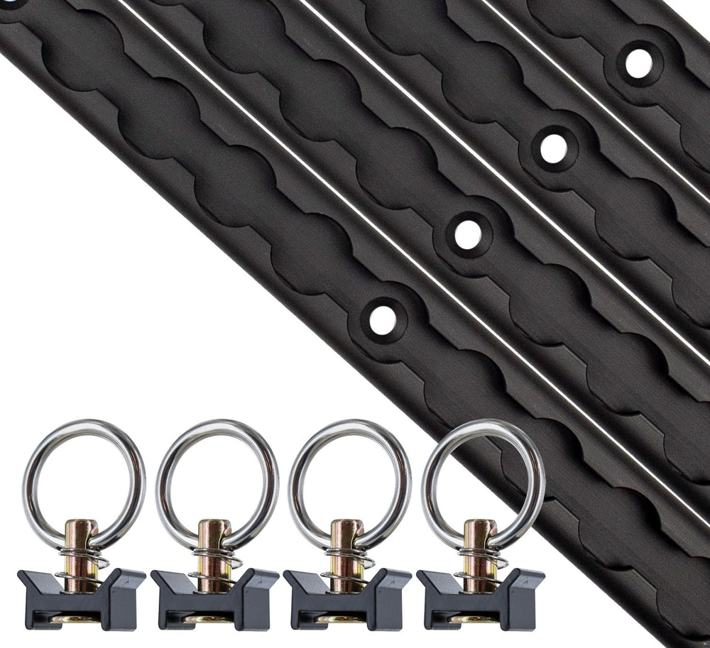 US Cargo Control L-Track rail 4ft black shows durable anodized finish for heavy duty cargo securement