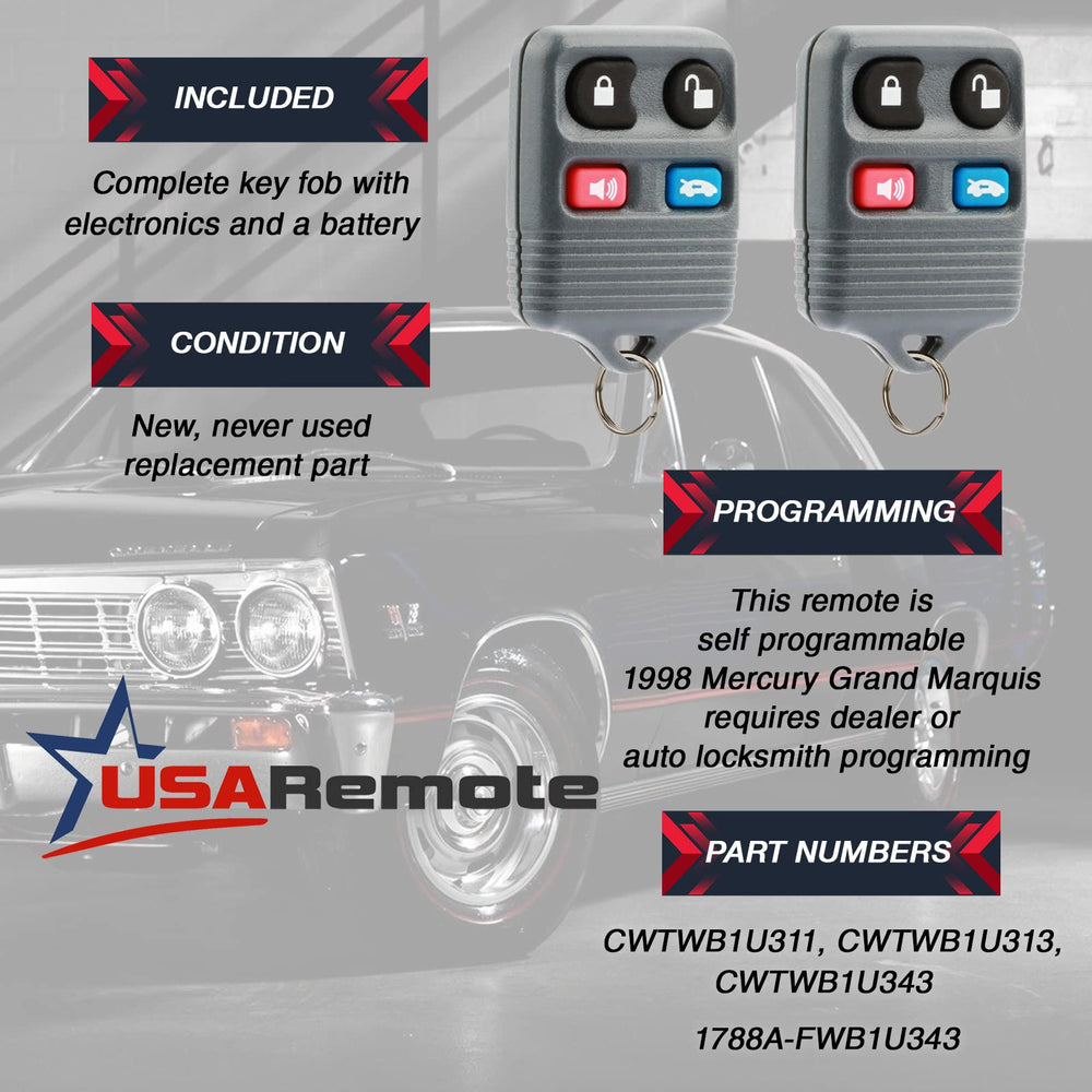 USARemote Mercury Grand Marquis key fob designed for reliable daily use