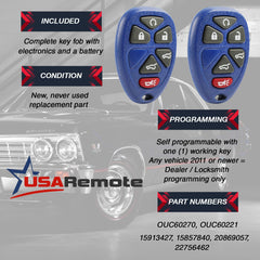 USARemote blue fob with battery included for immediate use.