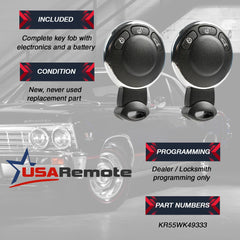 USARemote KR55WK49333 3452819-01 label on remote shell.