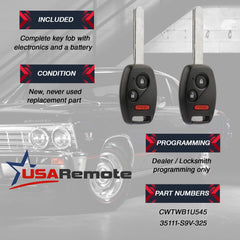 USARemote key fob in hand showing button layout for Honda Pilot