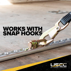 US Cargo Control L Track double stud fittings in use securing a motorcycle