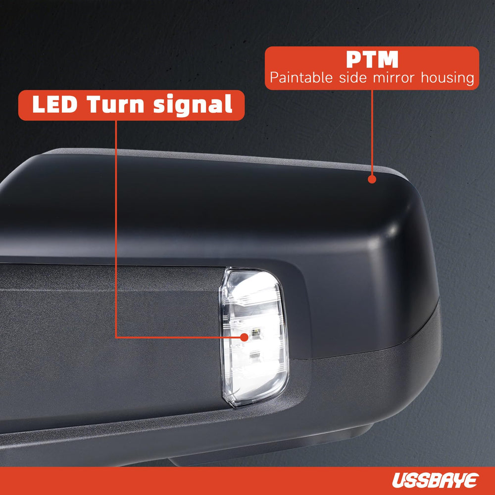 USSBAYE auto-dimming puddle light mirror reduces glare while lighting your curb area.