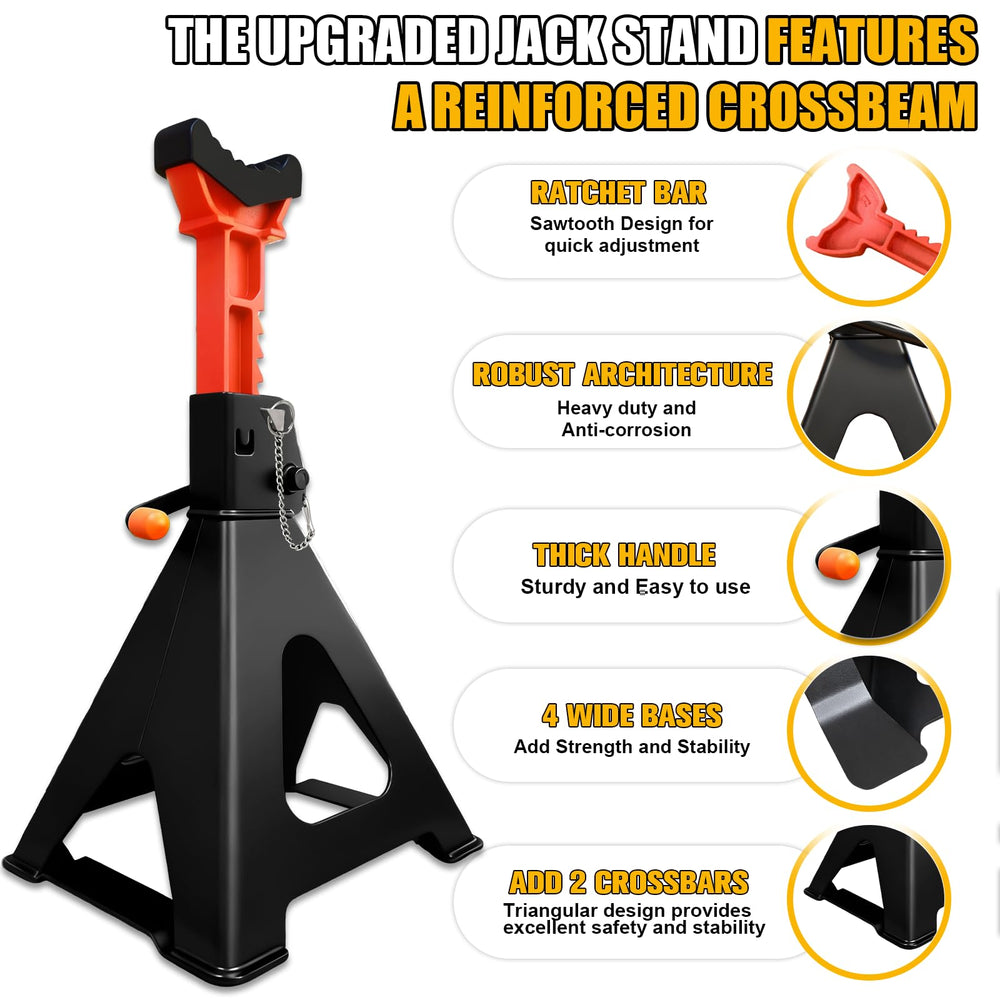 USYATO triple-lock system with locking bar, pin, and base crossbars for enhanced safety.