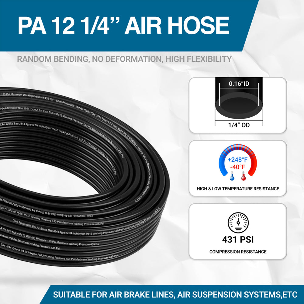 Utah Pneumatic air suspension line ensures smooth ride with flexible installation.