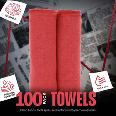 Utopia Towels cotton shop towels absorbing spills on a workshop bench