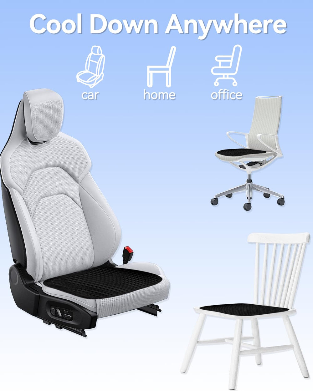 utos car seat cushion provides cooling comfort during road trips and commutes.