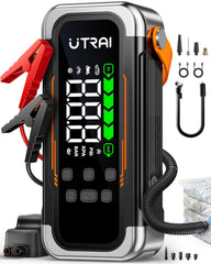 UTRAI jump starter front view showing 6000A peak power for quick engine starts.