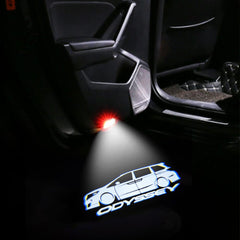 uunonaha odyssey puddle light projection brightens the entry and highlights the logo at night