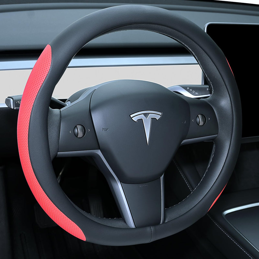 Uxcer Nappa leather steering wheel cover for Tesla Model 3/Y with a precise fit.