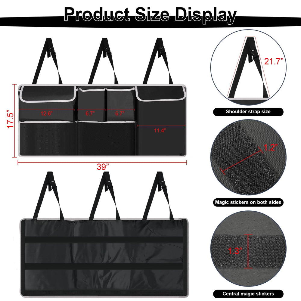 UYYE backseat organizer installation around headrest with adjustable straps