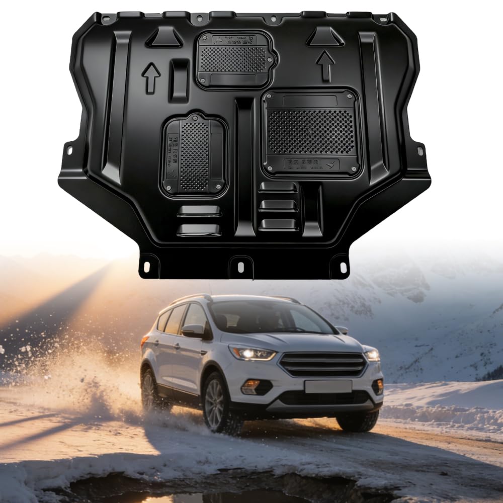 V CisxviLC splash shield under engine guards against road debris for Ford Escape.