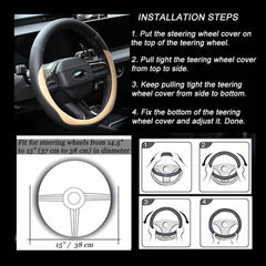 Valleycomfy beige steering cover shown on car wheel for universal fit