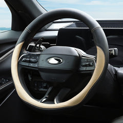 Valleycomfy beige steering cover with rubber inner non-slip surface for better control