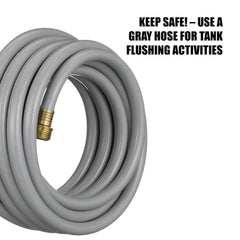 Valterra flushing hose gray color clearly distinguishes from drinking water hose
