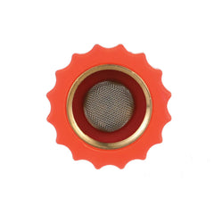RV hose protected from high pressure with brass regulator