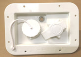 Valterra white gravity-fill dish with city water hookup for RV tanks.