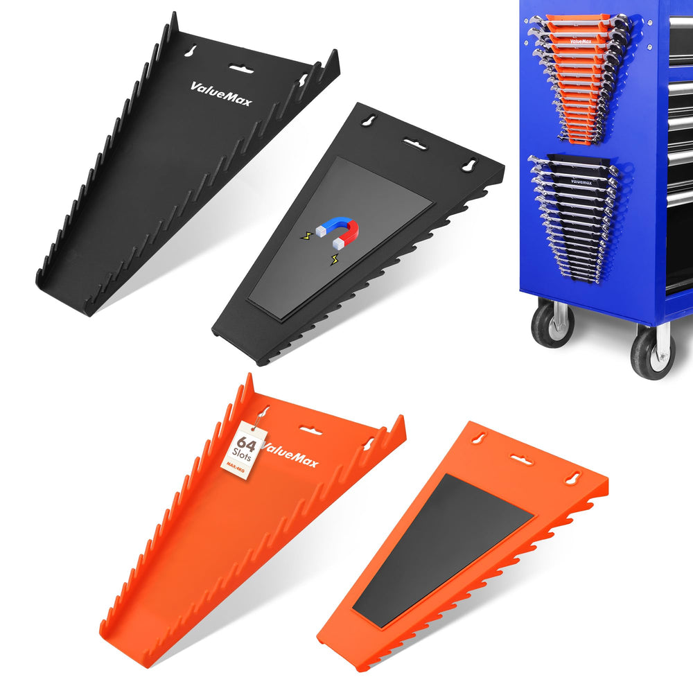 ValueMax wrench organizer with 64-slot magnetic back securely holds wrenches