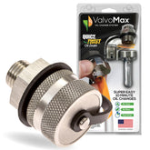 ValvoMax Quick Twist Oil Drain Valve in use for mess-free home oil changes.