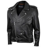 Vance Leather men's conceal carry jacket front view highlighting premium cowhide and rugged riding style.
