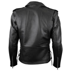 Lapel snap and rugged zippers on Vance Leather jacket for secure performance.